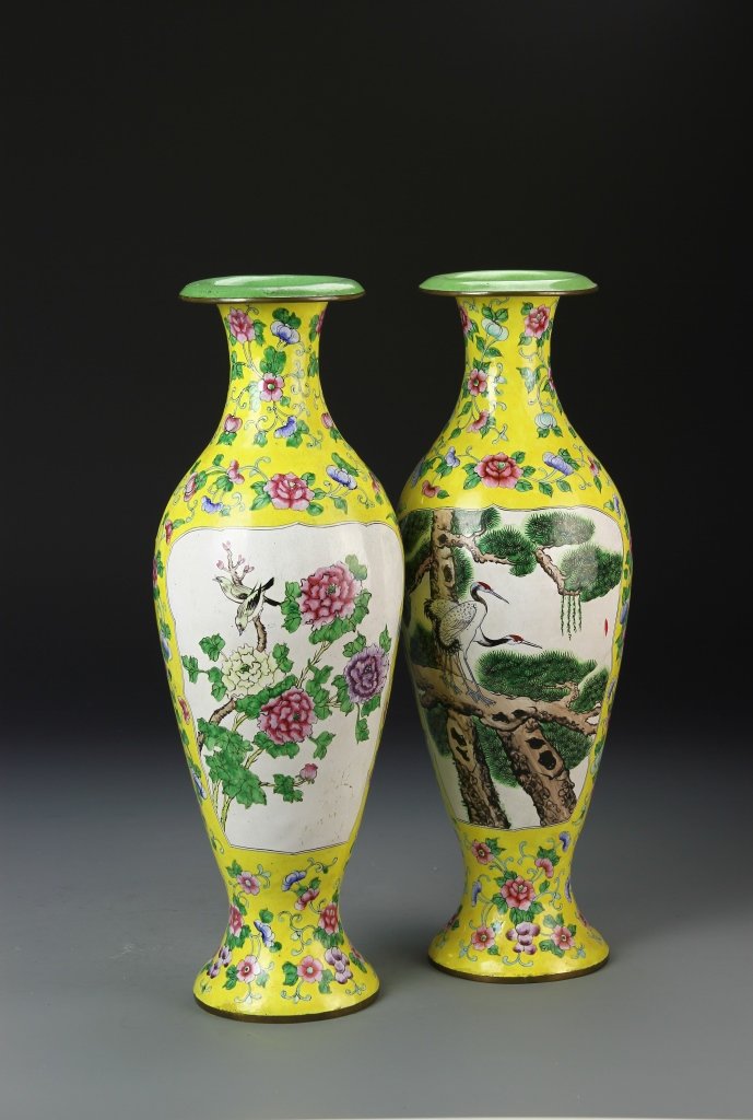 Pair of Chinese Enameled Vases (1 of 4)