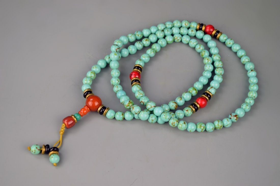 Chinese Tibetan Turquoise Prayer Beads (1 of 2)