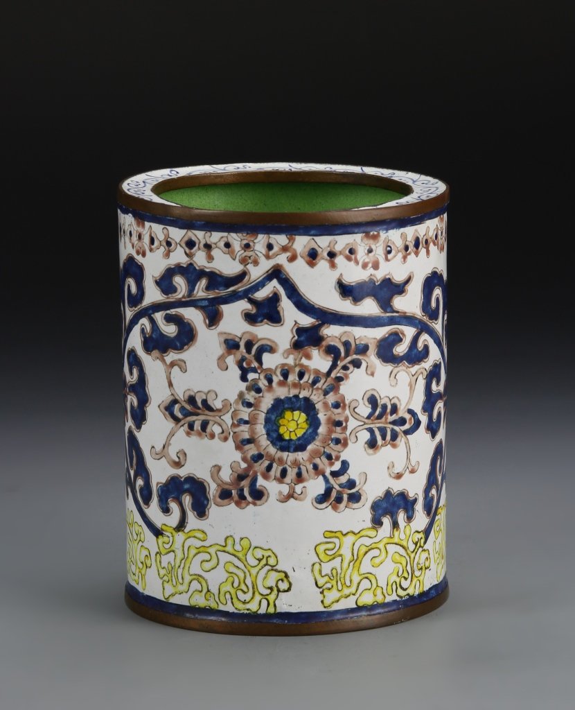 Chinese Enameled Bronze Brush Pot (1 of 4)