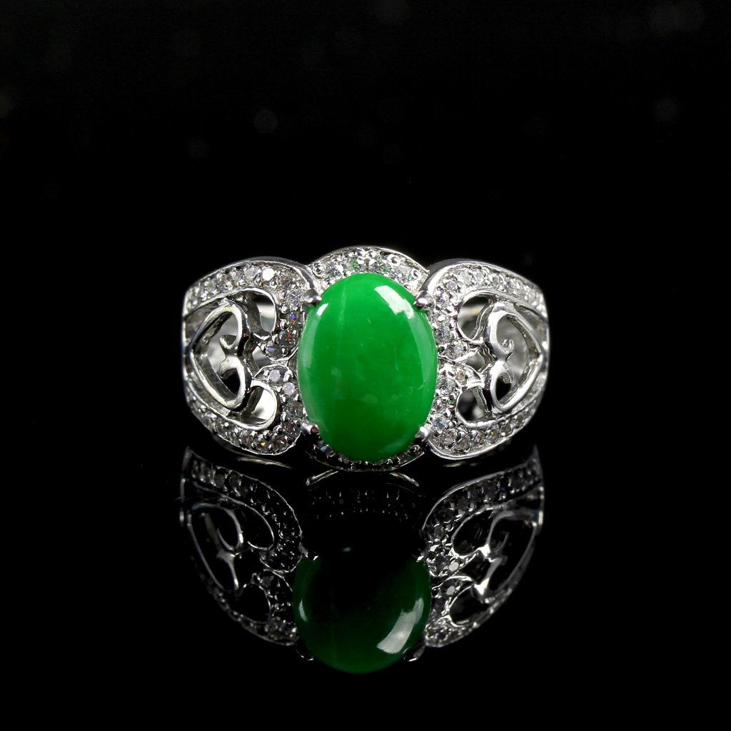 Chinese Silver Jadeite Ring (1 of 4)
