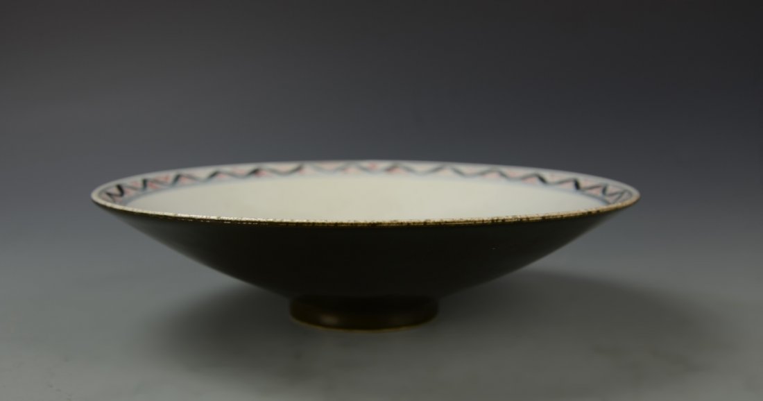 Chinese Blue And Copper Red Dragon Bowl: China, antique blue and copper red dragon bowl with mark on base. Diameter 8 1/8 in.