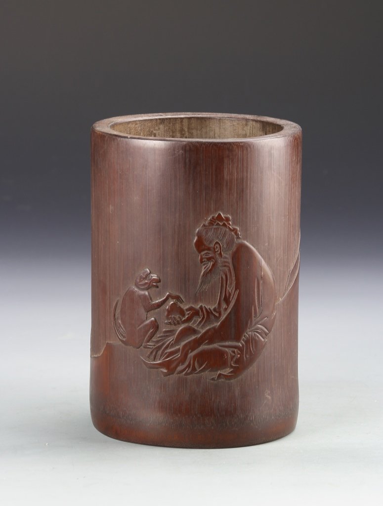 Chinese Carved Bamboo Brush Pot (1 of 3)