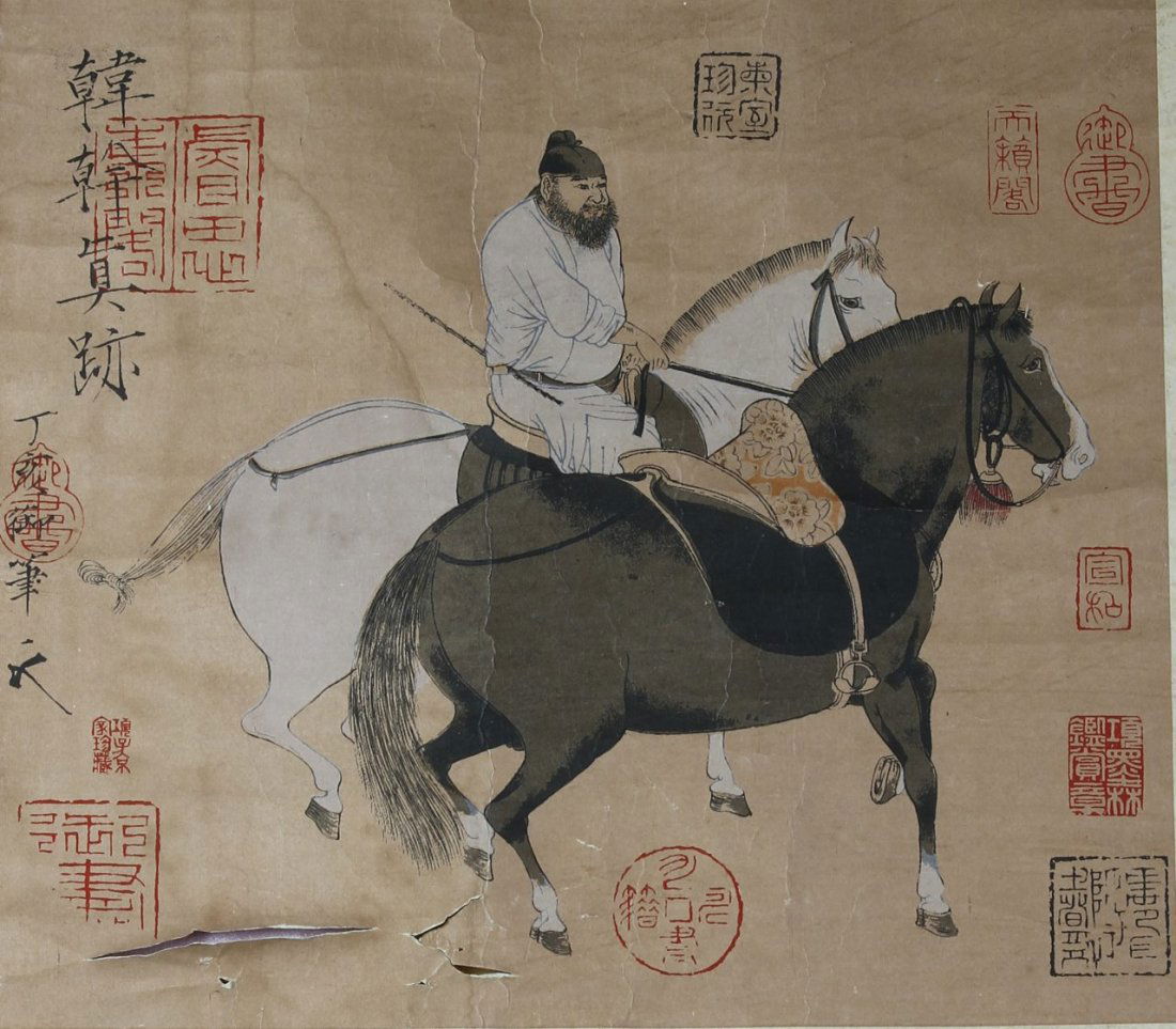 Chinese Printed Scroll Painting of Horse Man (1 of 1)