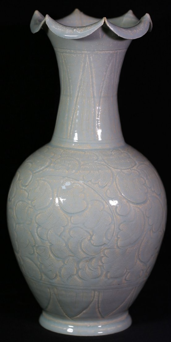 Chinese Ding Kiln Carved designs Kwai mouth Vase (1 of 4)