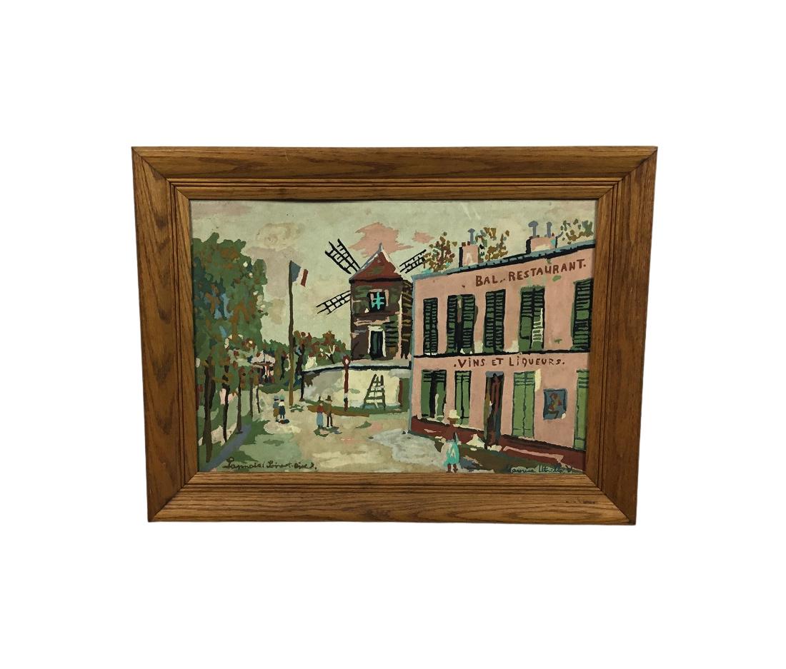 Maurice Utrillo "Le Moulin de Sonnois": Maurice (Valadon) Utrillo French,1883-1955. Painting on canvas on cardboard. Signed and titled. Presented in a wood frame, bio attached on back and a book about the artist is included. Provenance from