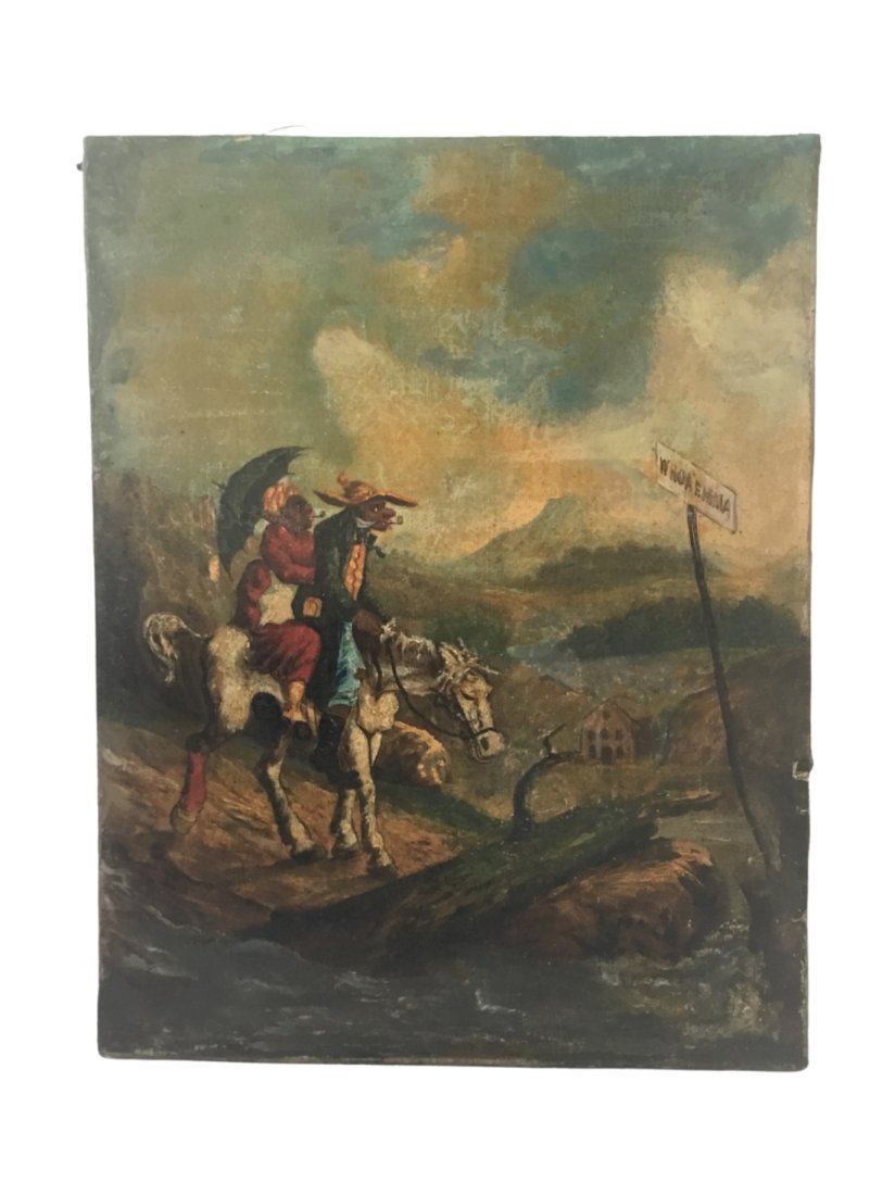 David Gilmour Blythe, Whoo Emma Oil Painting: Whoo Emma attributed to David Gilmour Blythe, oil on canvas with professional conservation, unframed.David Gilmour Blythe (May 9, 1815 ? May 15, 1865) was a self-taught American artist best known for