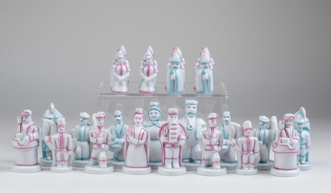 Hungary versus Austria Chess Set , Herend, circa 1930 (1 of 1)
