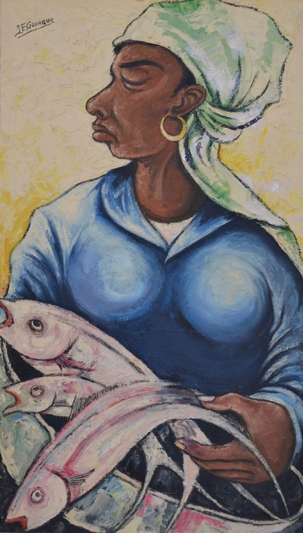 Jacques-Enguerrand Gourgue (Haitian) Fish Vendor, 1970s (1 of 2)