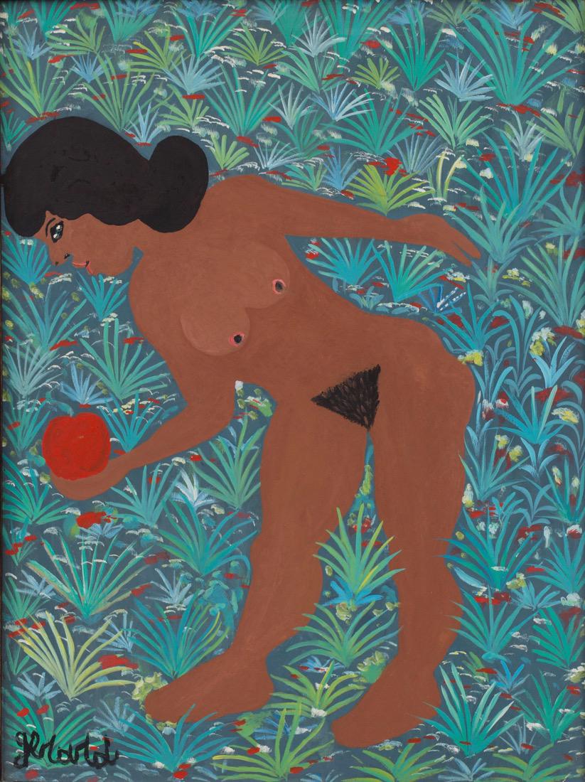 Gerard Fortune (Haitian) Eve Holding Apple, c. 1970's, (1 of 2)