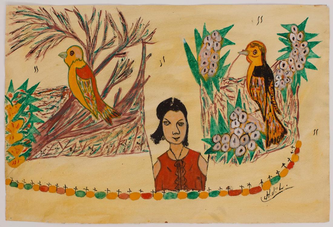 Joseph Jean-Laurent (Haitian) Figure with Parrots (1 of 1)