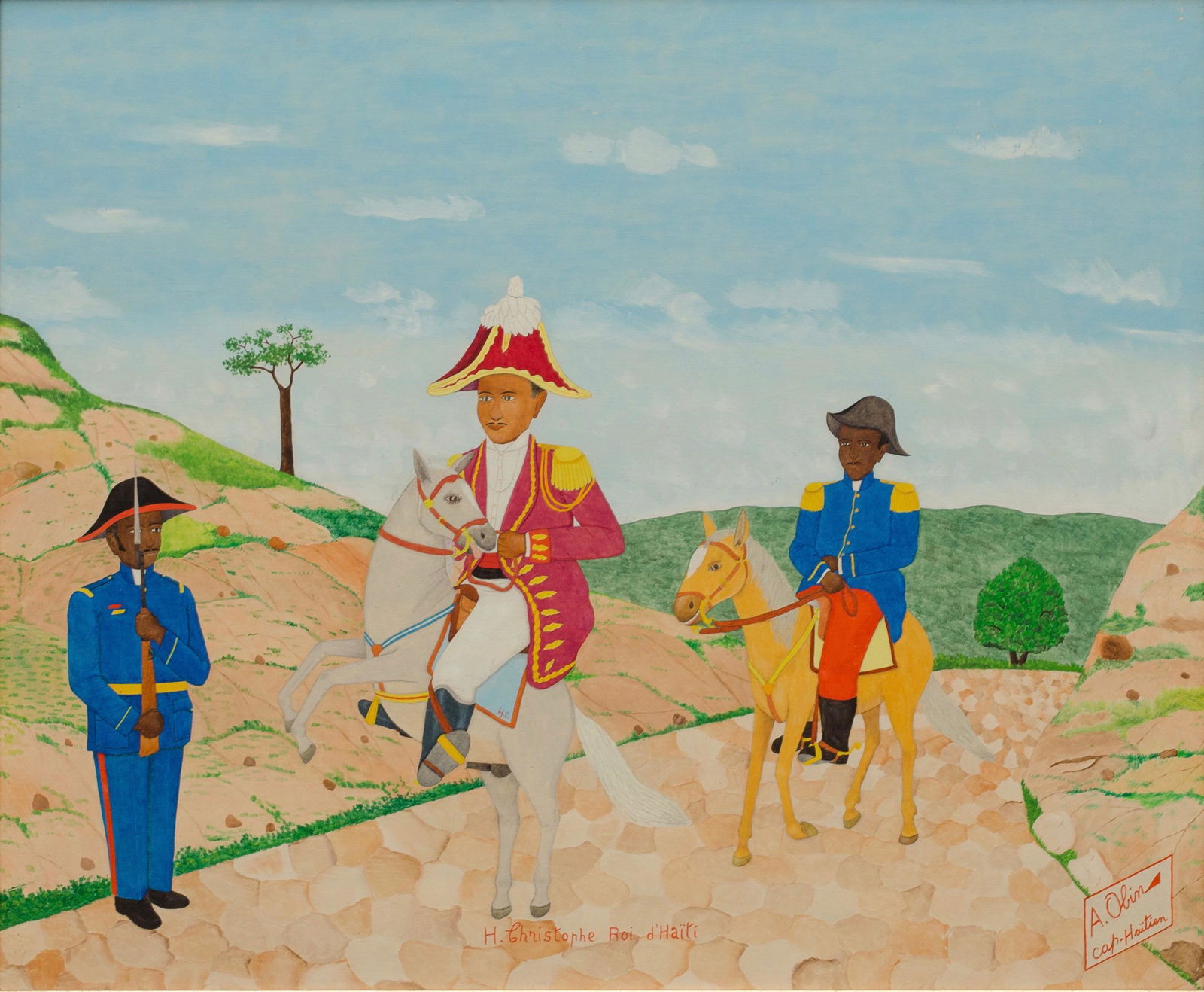 Antoine Obin (Haitian/Haiti) Henri Christophe, 1964: Antoine Obin (Haitian/Cap-Haitien, 1929-1992) Henri Christophe Roi d'Haiti, circa 1964 Oil on masonite, 20 x 24 inches Unframed Lot Essay: Antoine is Philome Obin's son.Antoine is the most painterly o