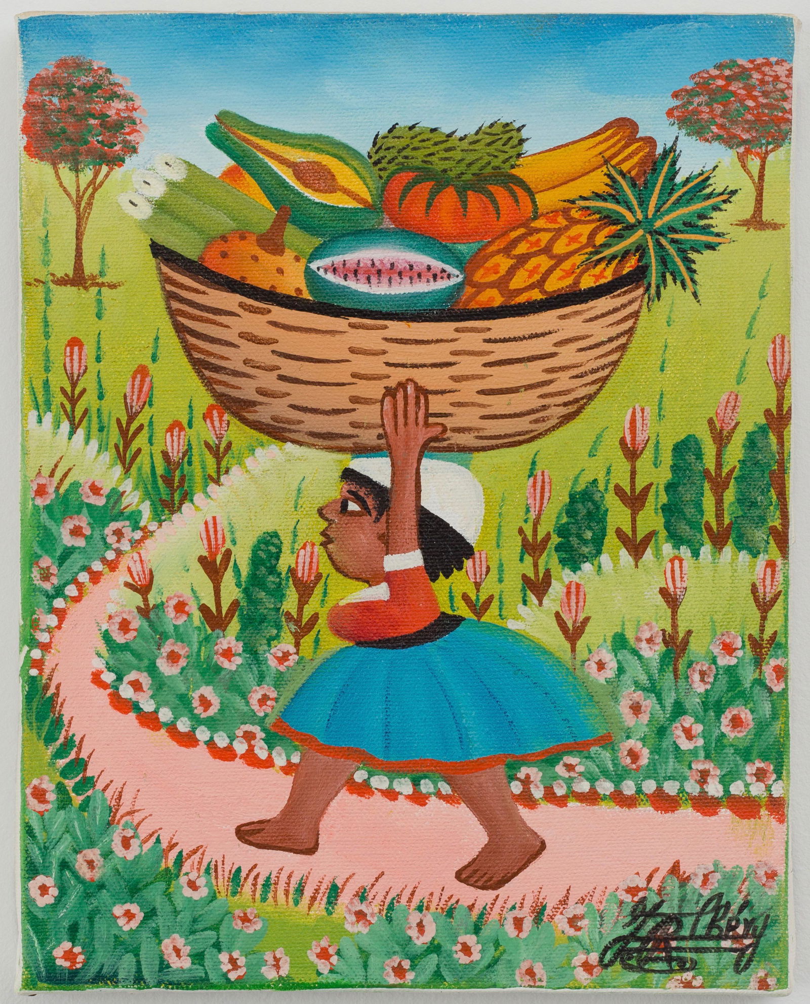 Jacques-Richard Chery (Haitian/Haiti) Giant Fruit: Jacques-Richard Chery (Haitian/Cap-Haitien, b. 1928) Carrying Giant Fruit Basket Oil on canvas, 10 x 8 inches Unframed Lot Essay: An artist of many styles, Jacques Chery's most significant periods are