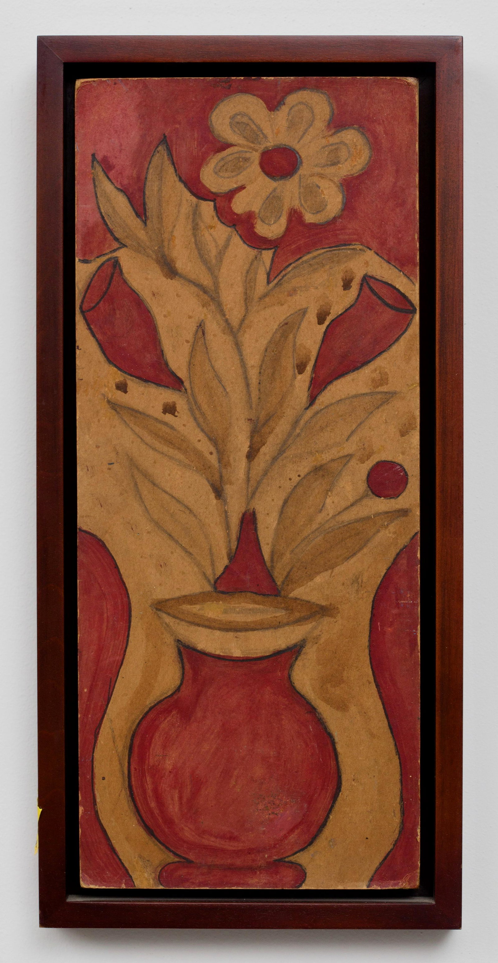Wesner LaForest (Haitian, Haiti) Still Life, Caribbean: Wesner LaForest (Haitian, 1927-1965) Red Still Life with Flower Oil on cardboard, 16 1/4 x 6 7/8 inches Framed dimensions: 17 7/8 x 8 1/2 inches Lot essay: An expressionist, LaForest engaged with repr