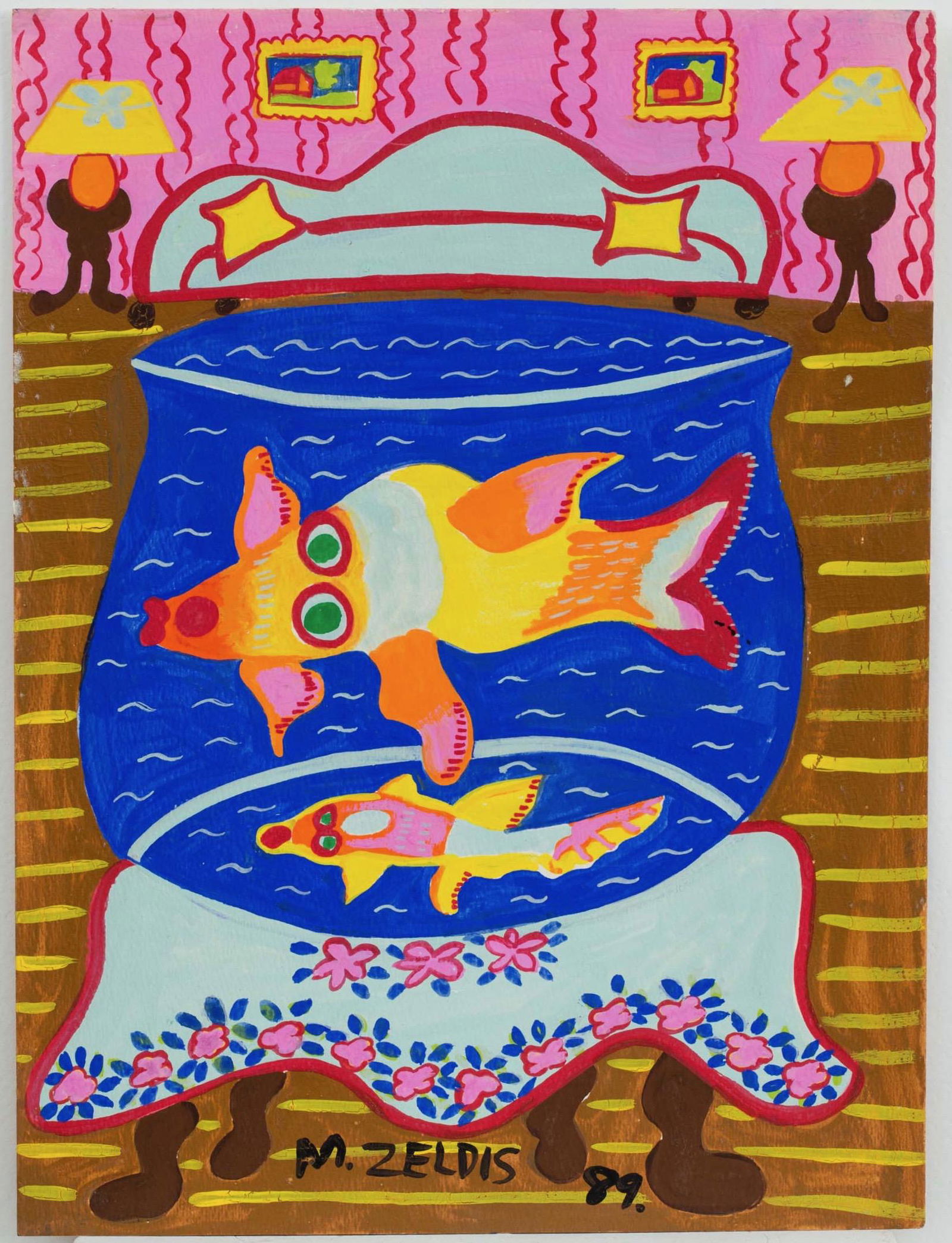 Malcah Zeldis (American) Gold Fish, Interior Scene (1 of 1)