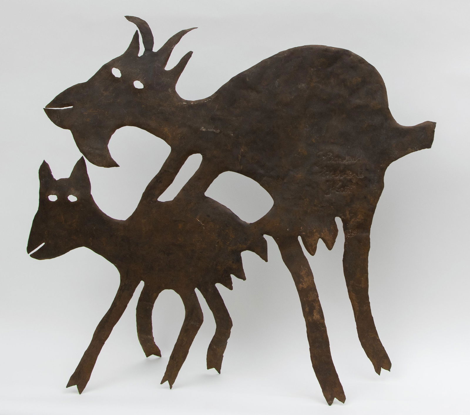 Georges Liautaud (Haitian/Haiti) Goats, Metal Sculpture: Georges Liautaud (Haitian/Croix-des-Bouquets 1899-1991) Goats, c.1970's Recycled Steel (from oil drums) Dimensions: 28 x 34 inches Provenance: Astrid & Dr. Halvor Jaeger Lot Essay: Georges Liautaud wa