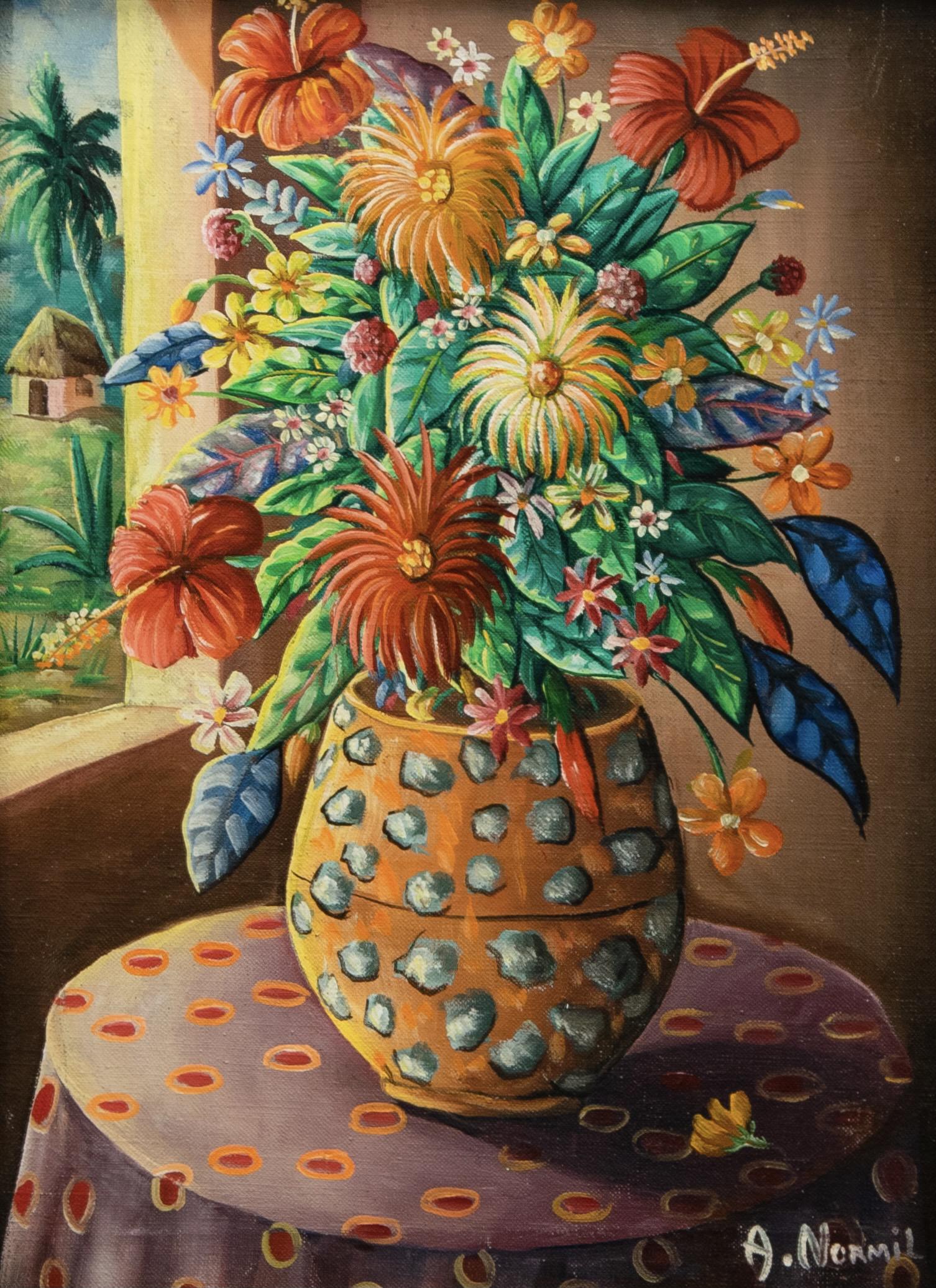 Andre Normil (Haitian/Haiti) Still Life, Flowers (1 of 2)