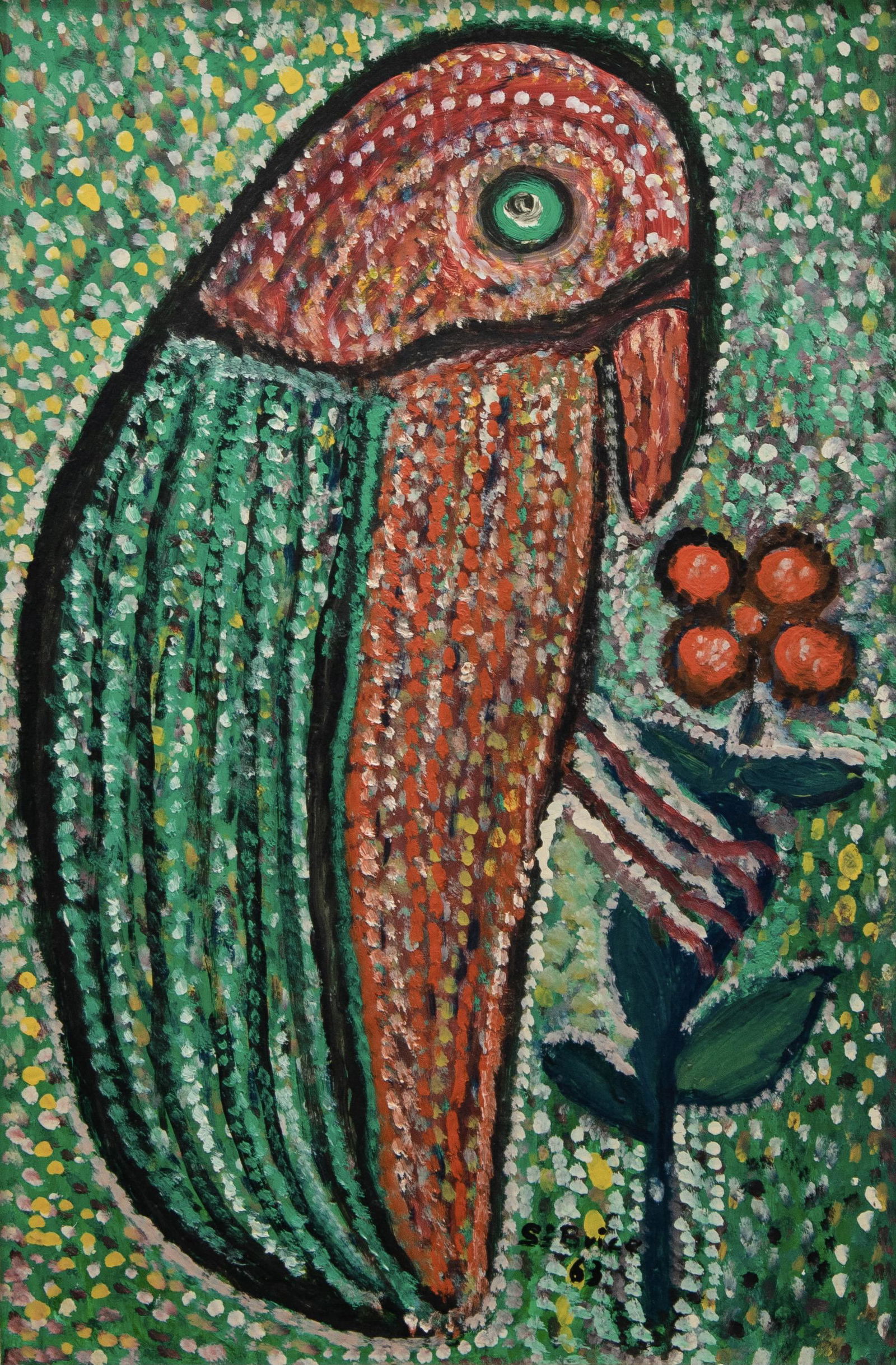 Robert St. Brice (Haitian/Haiti) Parrot c. 1963 (1 of 2)
