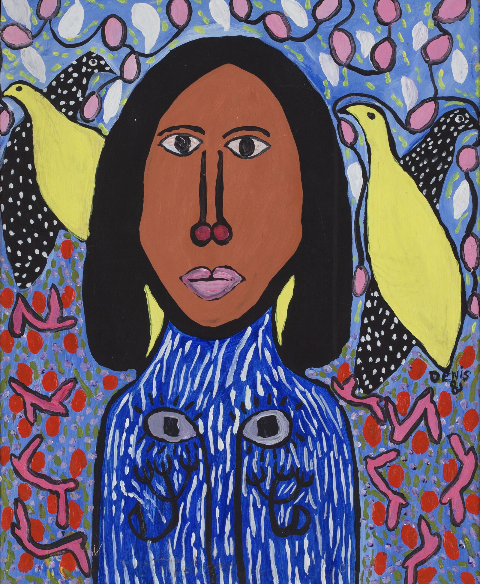 Denis Smith (Haitian/Haiti) Loa with Birds, dated 1981 (1 of 2)