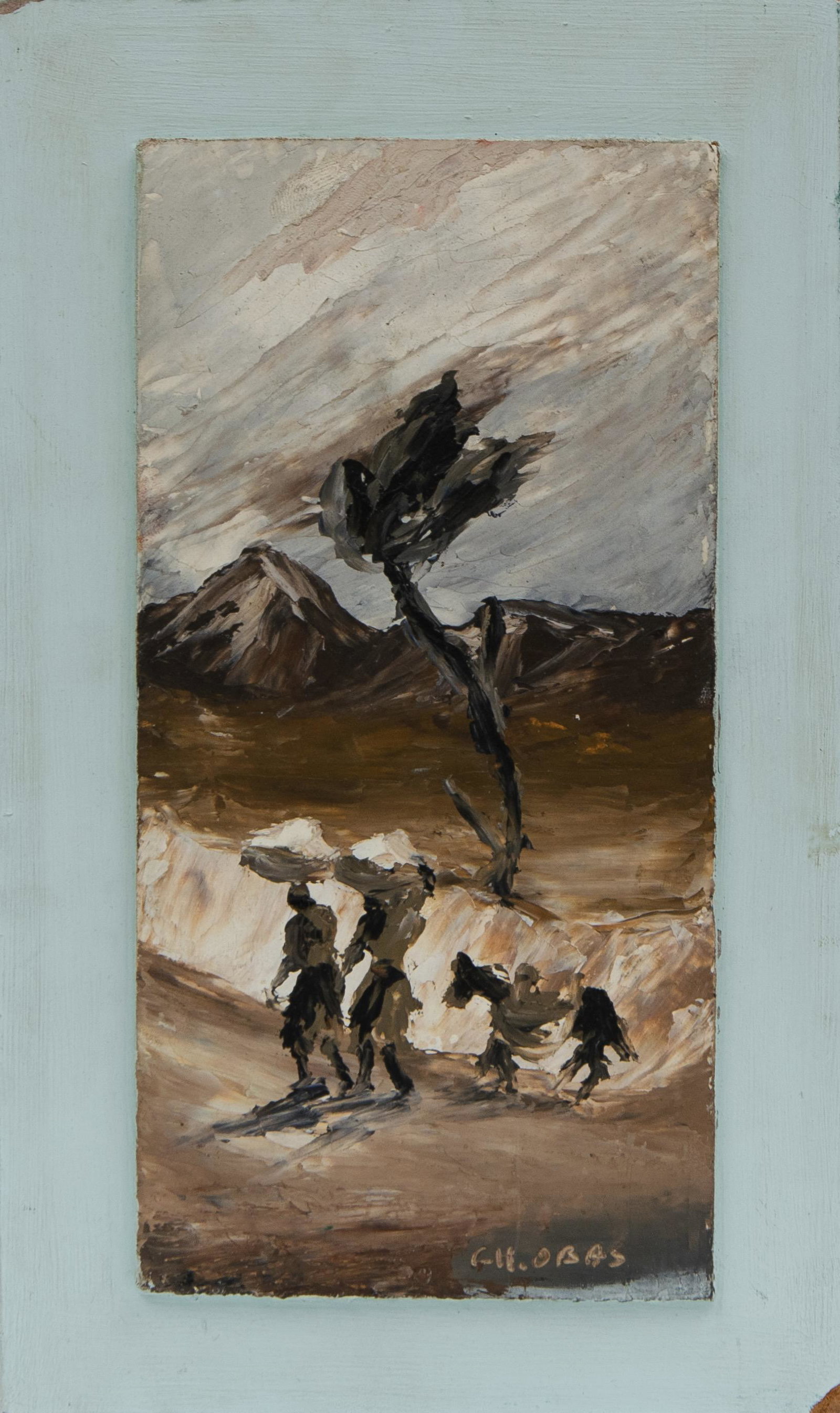 Charles Obas (Haitian/Haiti) Landscape, circa 1960s: Charles Obas (Haitian/Plaisance, b. 1927) Landscape, circa 1960s Oil on masonite, 8 x 4 inches Mounted on panel 9 7/8 x 6 Inches On back: Original Ch. Obas Provenance: Anne Grimmer-James Fastenrath Co