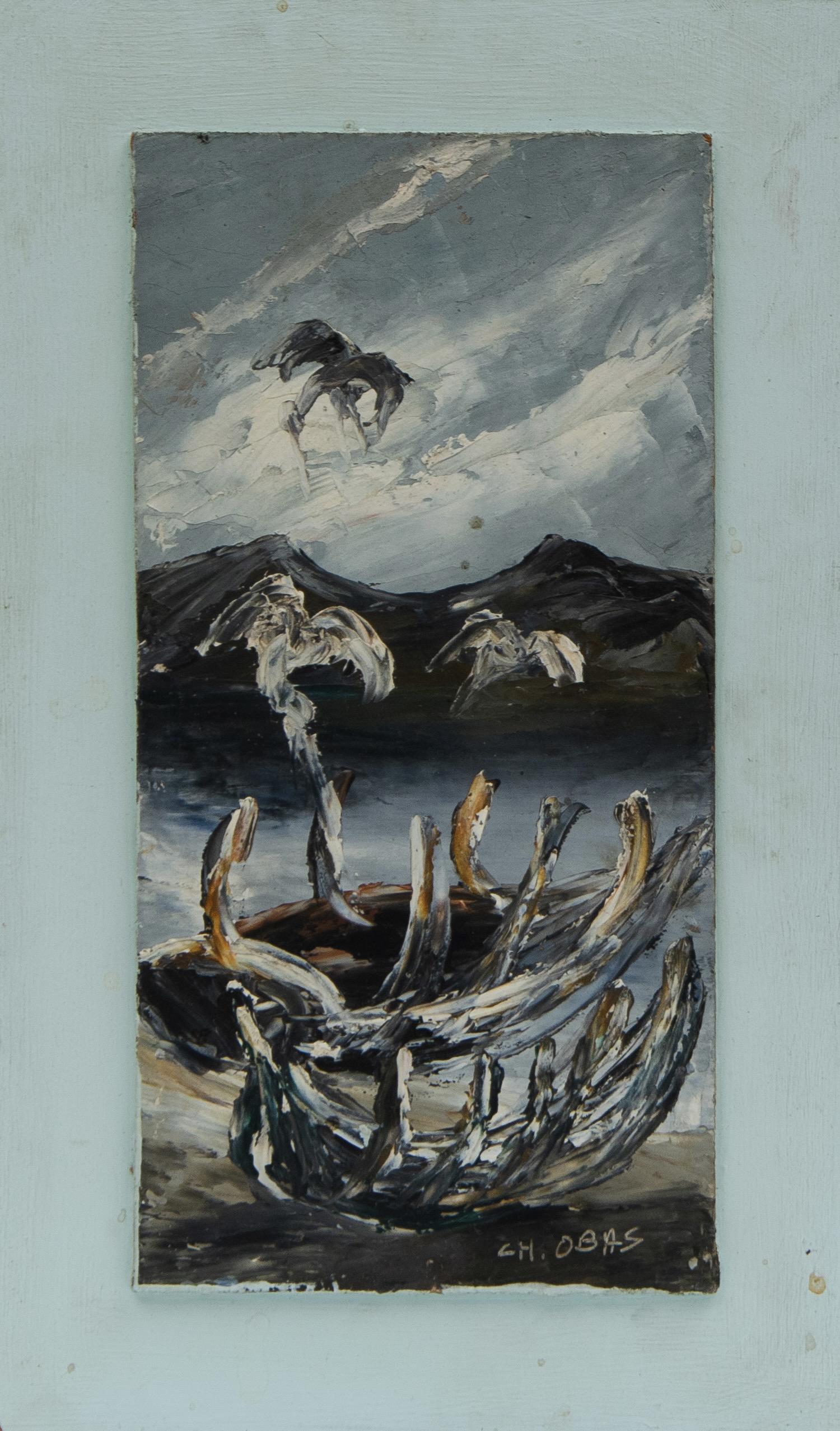 Charles Obas (Haitian/Haiti) Seascape, circa 1960s: Charles Obas (Haitian/Plaisance, b. 1927) Seascape, circa 1960s Oil on masonite, 7 7/8 x 3 7/8 inches Mounted on panel, 9 7/8 x 6 inches On back: Original Ch. Obas Provenance: Anne Grimmer-James Faste