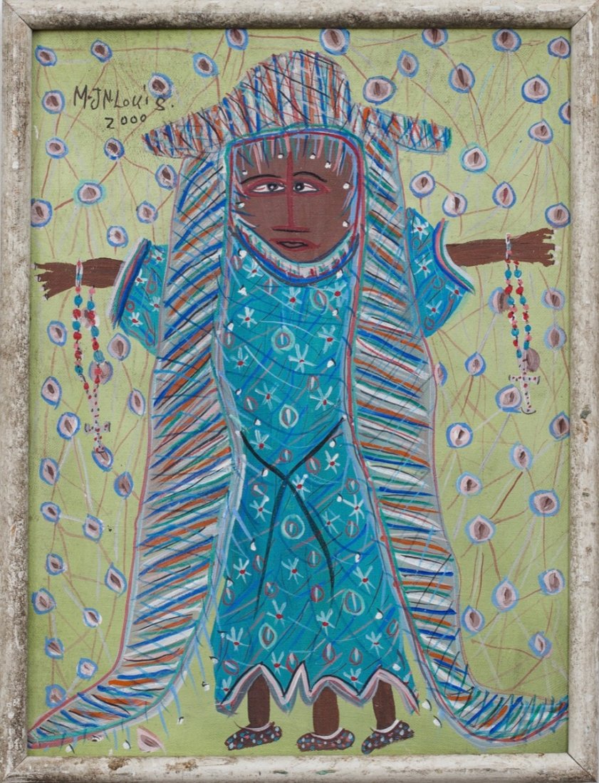 Maxan Jean-Louis (Haitian/Jeremie, b.1966) Carnaval: Maxan Jean-Louis (Haitian/Jeremie, b.1966) Carnaval Transformation, dated 2000 Oil on canvas, Framed, 16" x 12" Provenance Clayton Willis Estate Condition: surface dirt, old frame This lot is part o