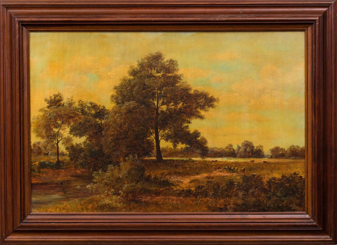 Max Gestel (American/20th C.) Cows in Pasture, Oil (1 of 1)