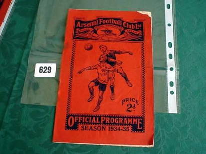 Arsenal Football Club programme, season 1934-35 v: Arsenal Football Club programme, season 1934-35 v West Bromwich Albion