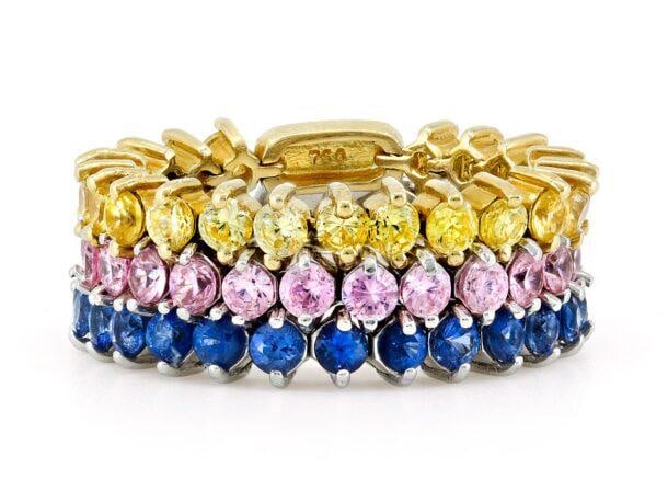 Trio of colorful bands in 18k gold (1 of 3)