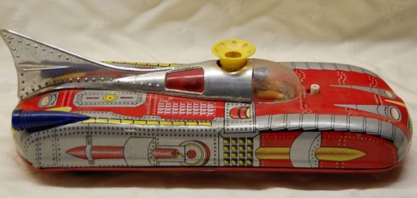Space Car Lithographed Tin Battery Operated