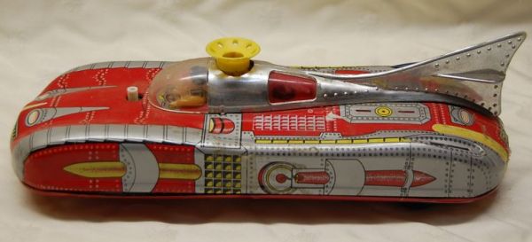 Space Car Lithographed Tin Battery Operated - 2