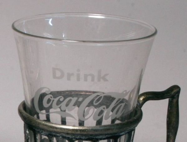 Two Vintage Coca-Cola Mini Glass Holders Coke - 2