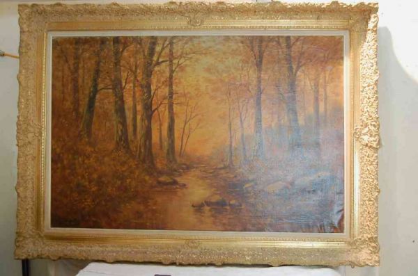 HUDSON SCHOOL? BROOK IN FALL OIL ON CANVAS