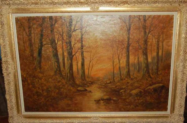HUDSON SCHOOL? BROOK IN FALL OIL ON CANVAS - 2