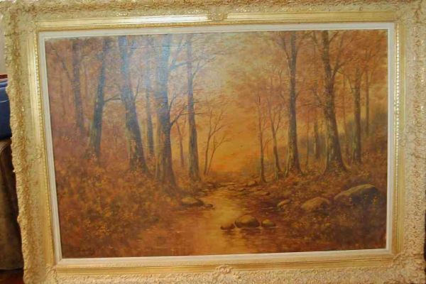 HUDSON SCHOOL? BROOK IN FALL OIL ON CANVAS - 3