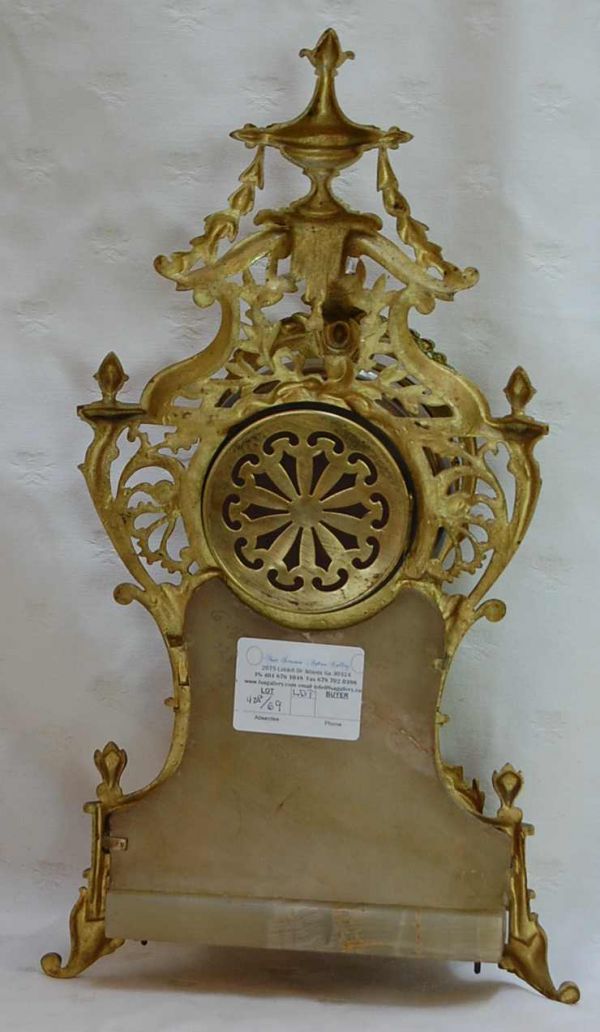 FRENCH GILT BRONZE MANTLE CLOCK - 3