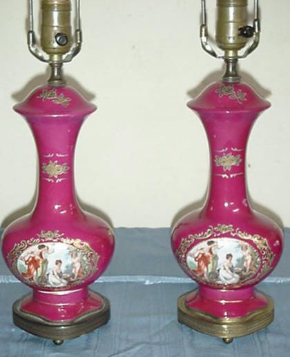 Pair of Porcelain Portrait Lamps
