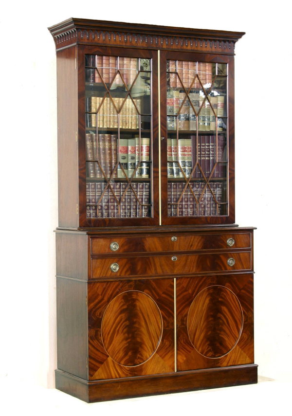 Georgian Style Mahogany Secretaire Bookcase