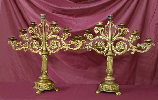 Pair of Brass Candelabra