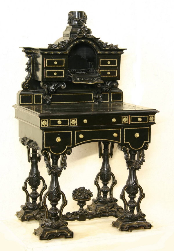 Carved Ebonized Ladies Writing Desk