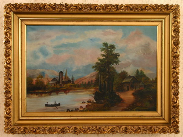 19th Century Landscape Oil on Canvas 303-817