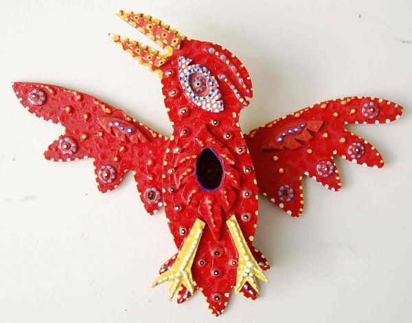 PETER LOOSE FOLK ART LITTLE RED BIRD HOUSE