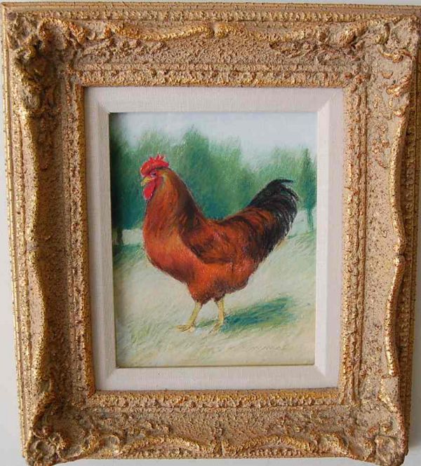 JANET EMMA BOYD PASTEL ROOSTER PAINTING