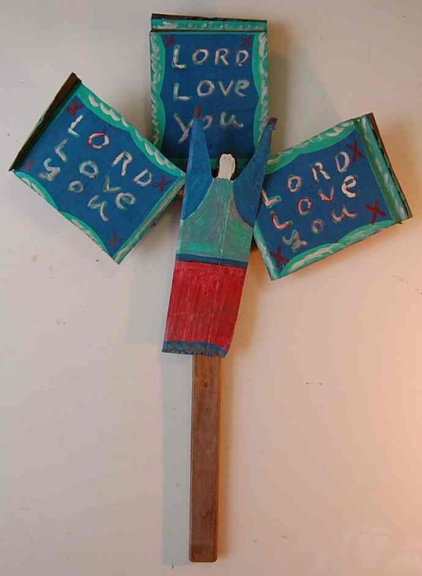 FOLK ART SCULPTURE OF ANGEL