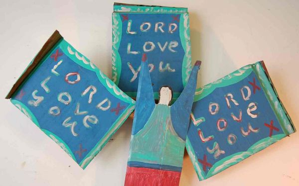 FOLK ART SCULPTURE OF ANGEL - 2