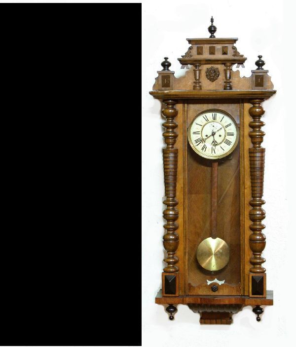 Victorian Regulator Wall Clock: Victorian Regulator wall clock with painted dial. Please read our terms regarding bidding and shipping.