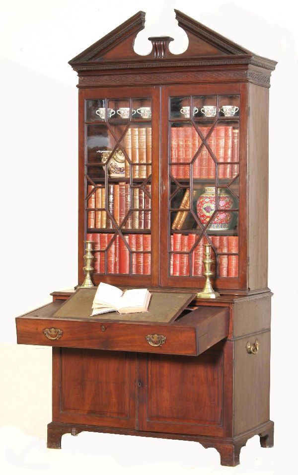 Chippendale Mahogany Secretaire Bookcase
