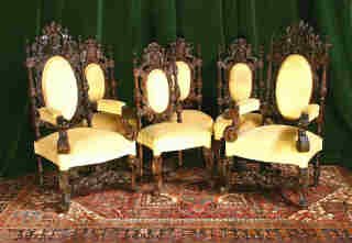 Set of 6 Carved Italian Chairs