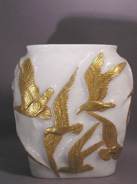 Phoenix Glass Vase with Gilt Bird Motif