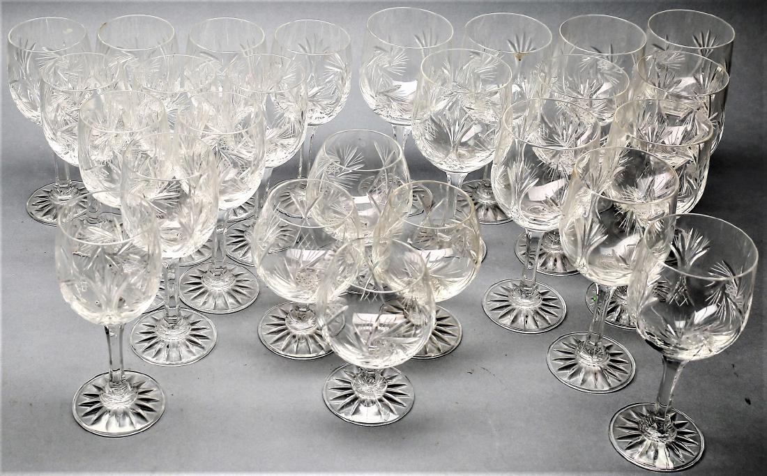 Czechoslovakian Cut Crystal Stemware group Pinwheel 26 (1 of 5)