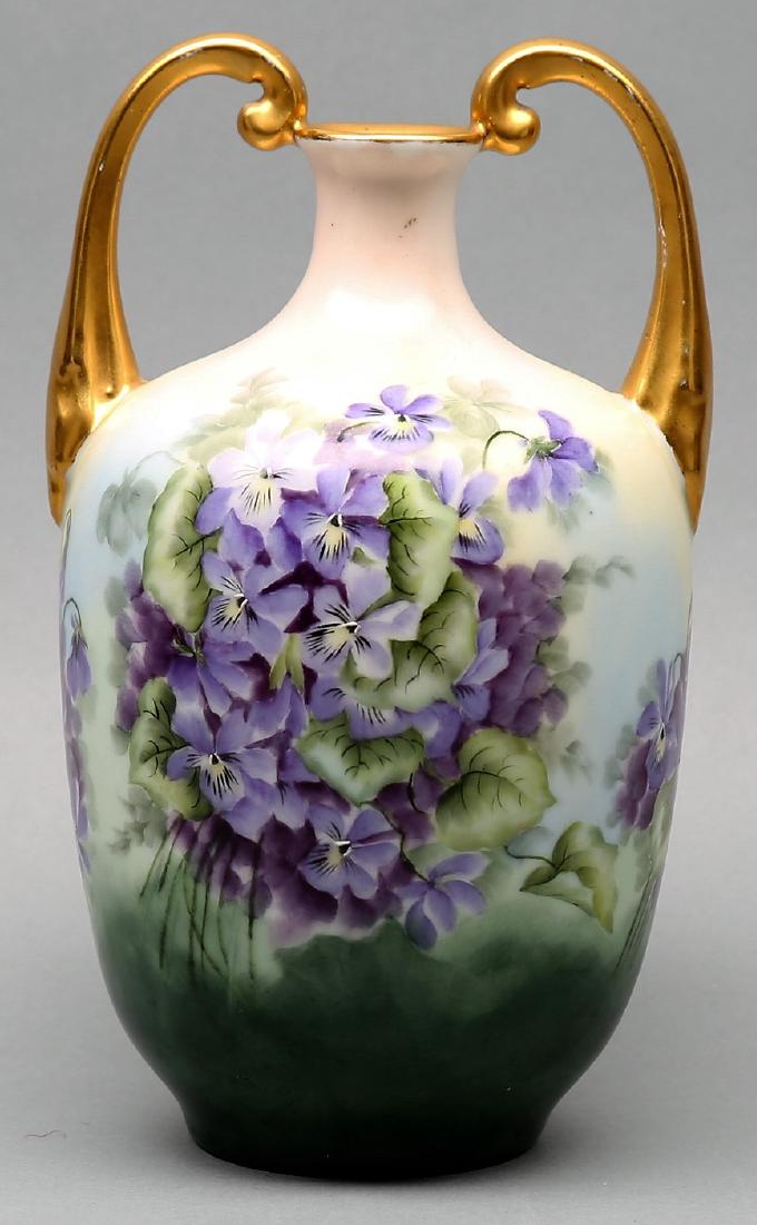 Antique Violet circa 1900 Vienna Austria porcelain vase (1 of 3)